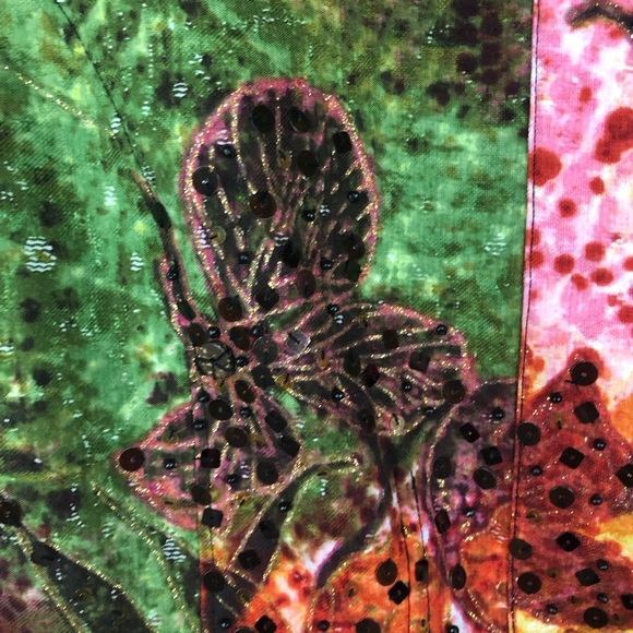 Chico’s Abstract Leaf Floral Lined Cropped Jacket Sequins Multicolor - Picture 5 of 9